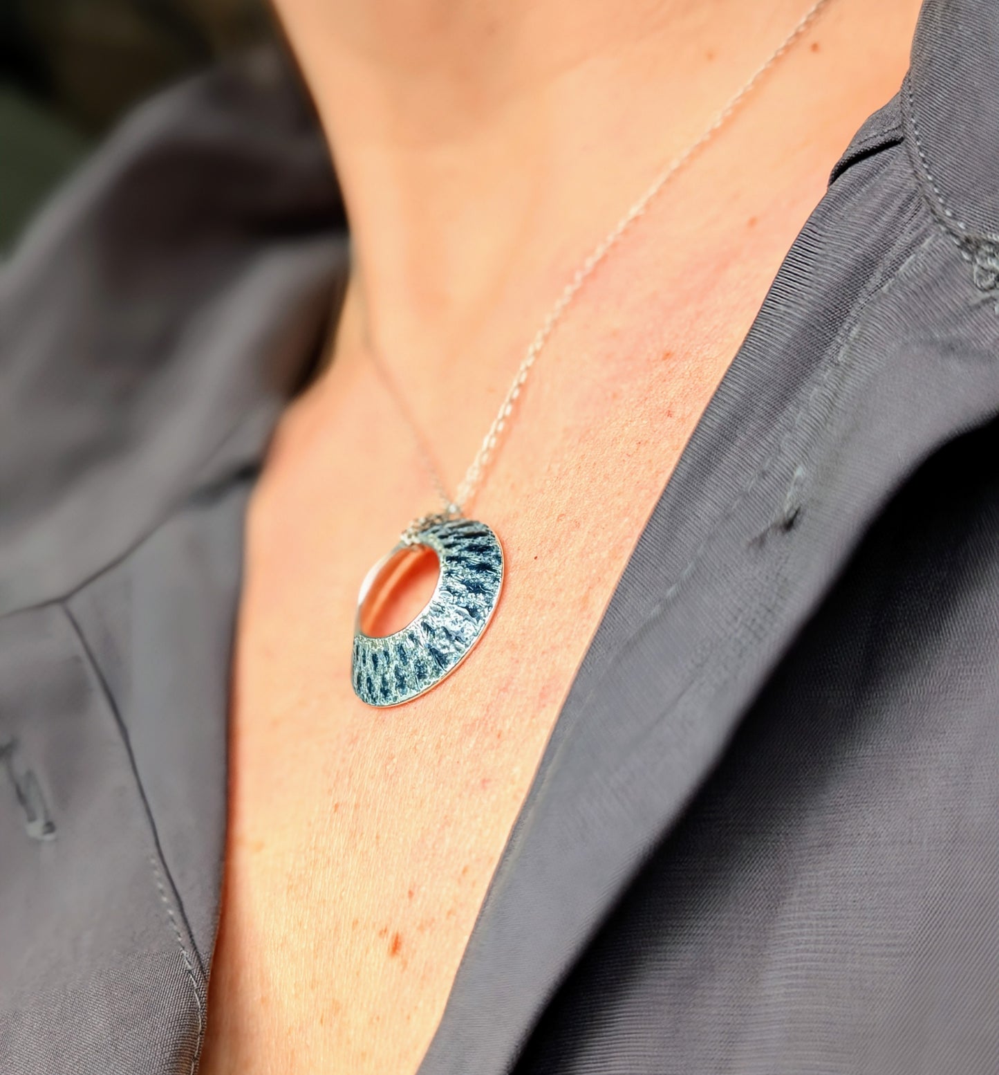 Fine Silver Enamel Pendant