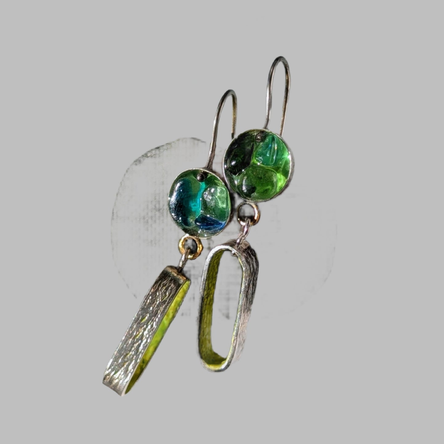 Sea Glass Enamelled Earrings Green