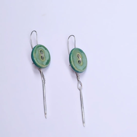 Ceramic Buttons Drop Earrings