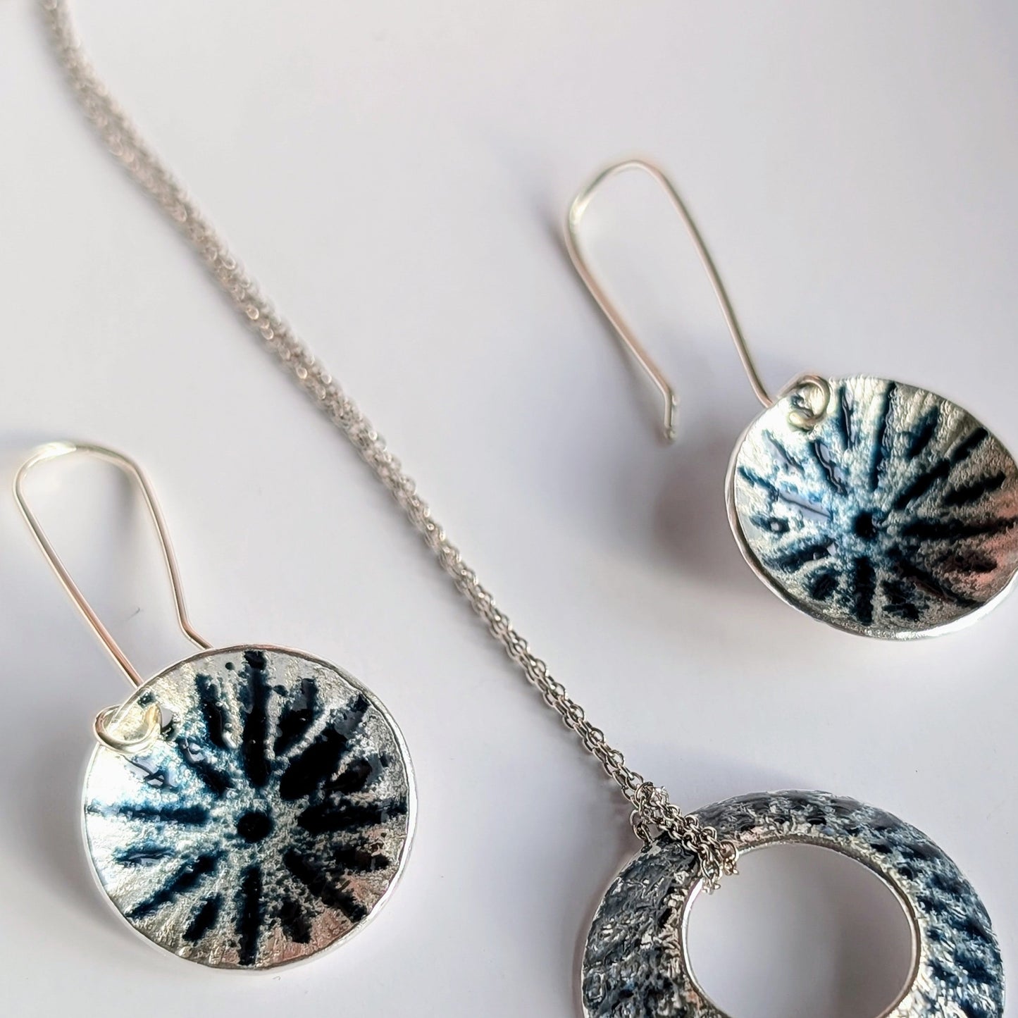 Fine Silver Enamelled Earrings