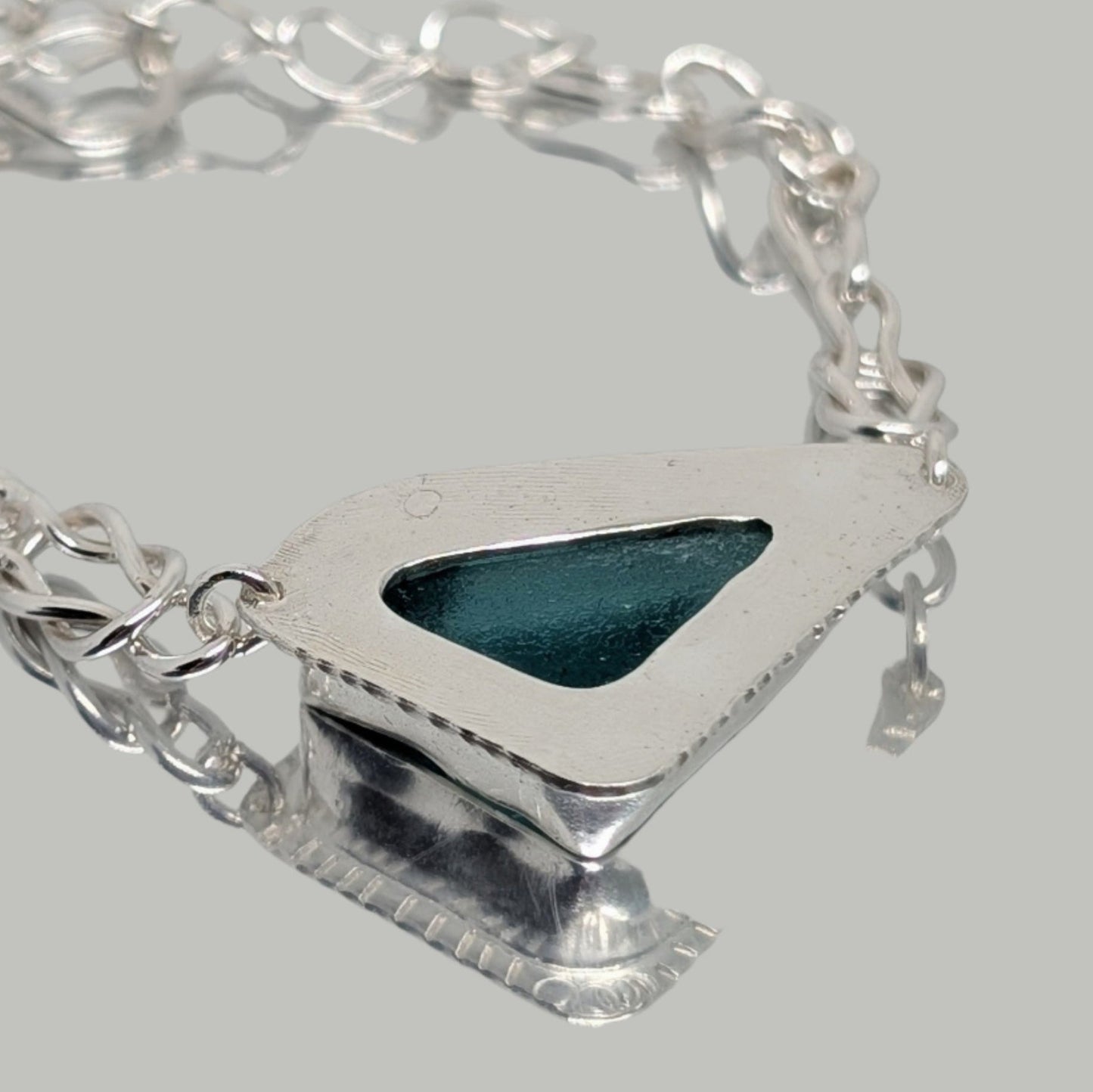 Teal Sea Glass Silver Bracelet