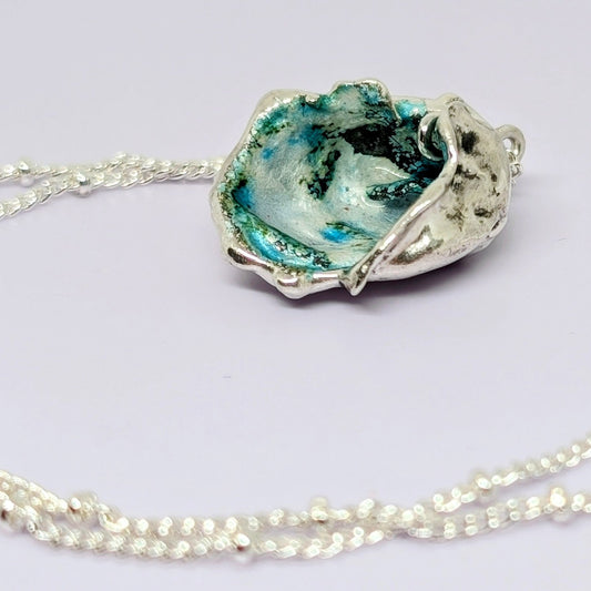 "Deep Ocean" silver enamelled pendant