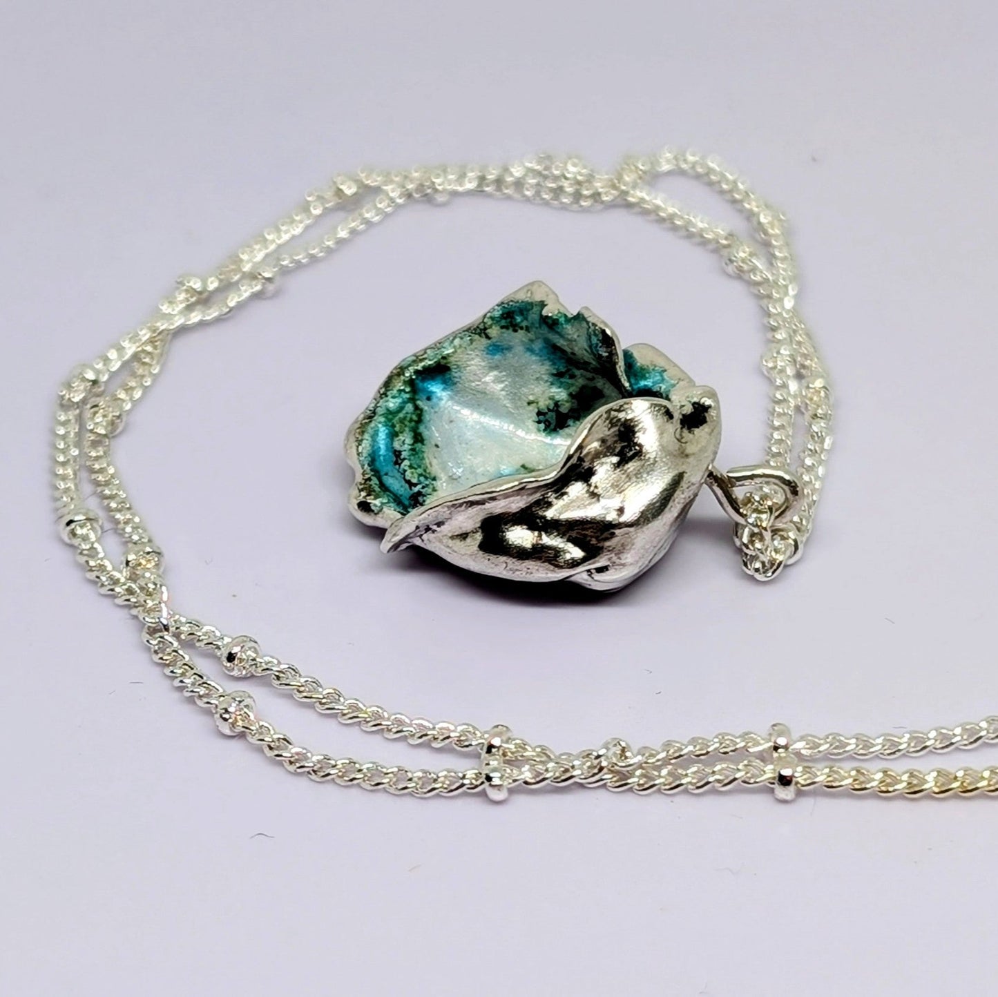 "Deep Ocean" silver enamelled pendant