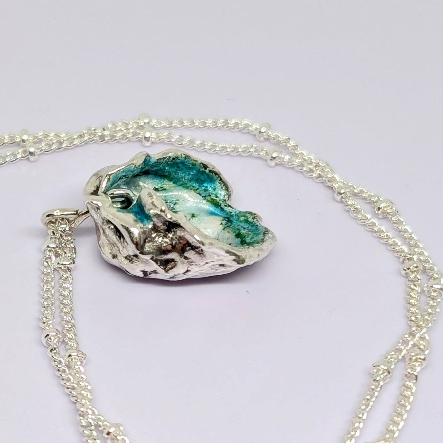 "Deep Ocean" silver enamelled pendant