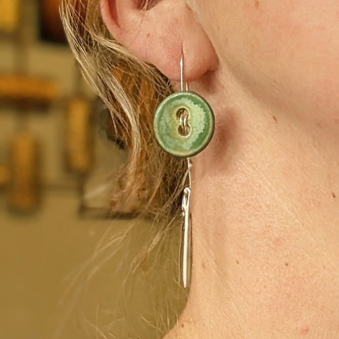 Ceramic Buttons Drop Earrings