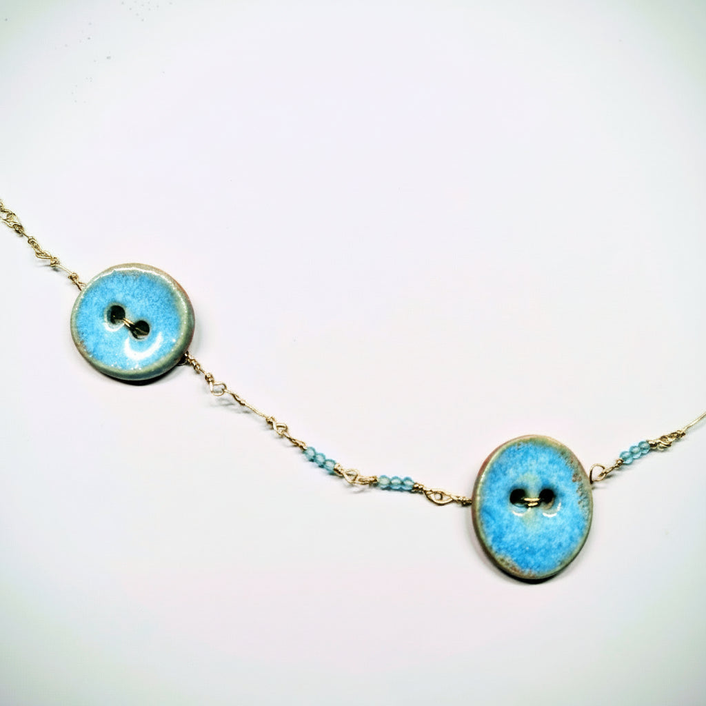 Coastal Blue Button Necklace