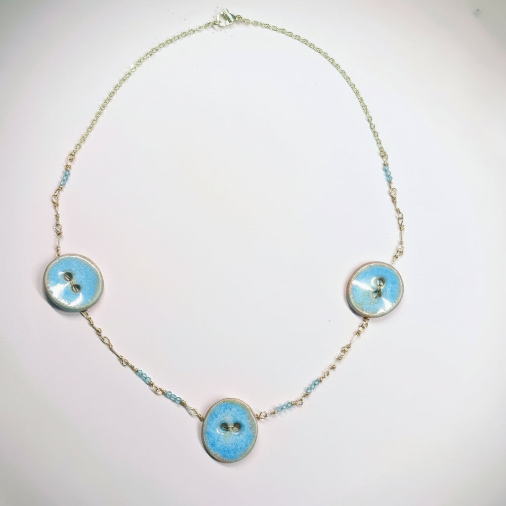 Coastal Blue Button Necklace