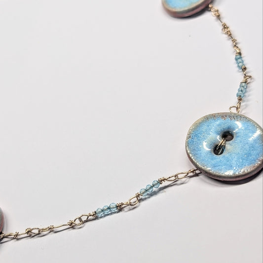 Coastal Blue Button Necklace